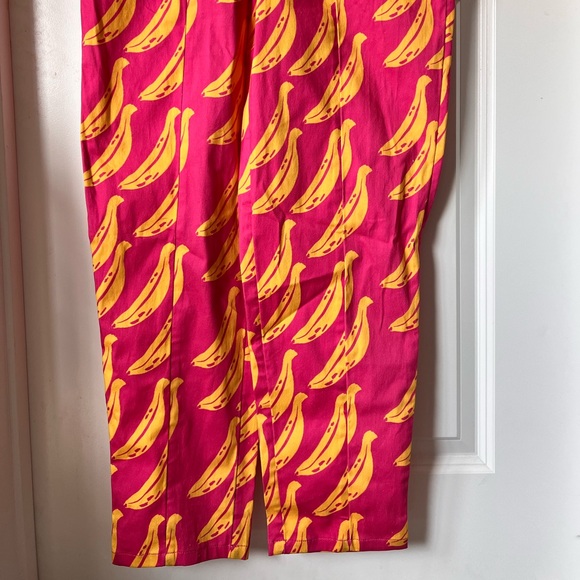 NWOT Mixed by Nasrin Pink Banana Print Jumpsuit Cotton Tall XS Tropical - Picture 5 of 8